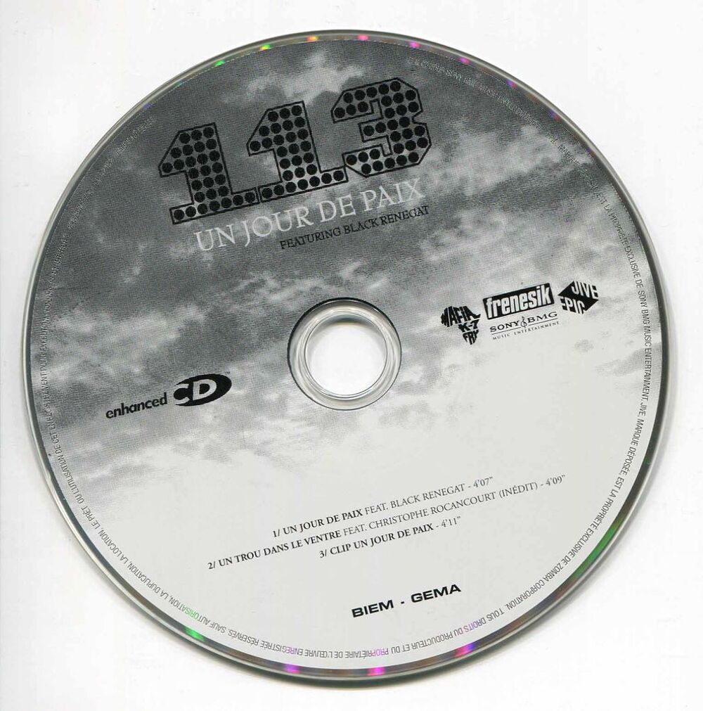 CD, 113 Featuring Black Renegat, Un Jour De Paix CD et vinyles