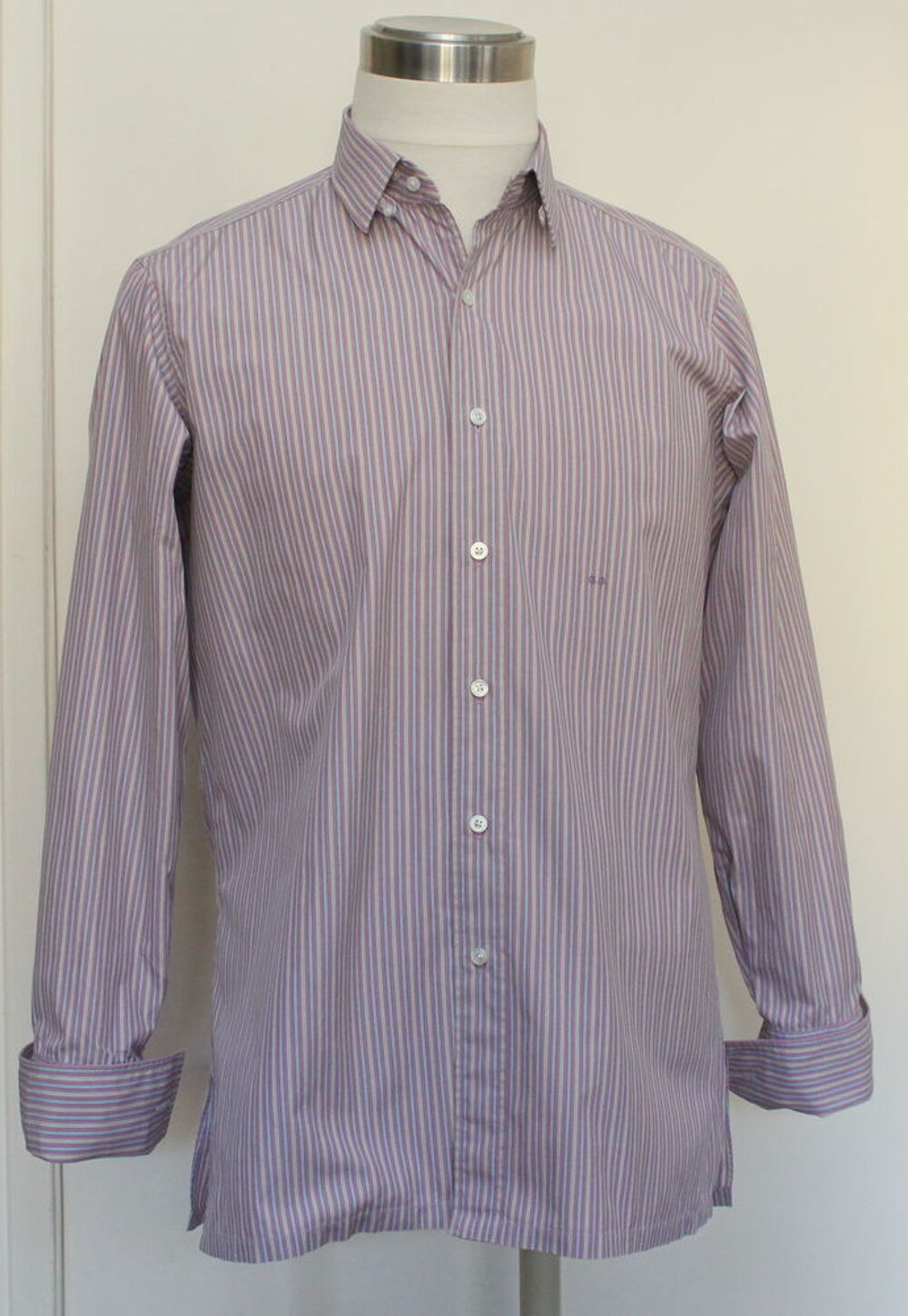 Chemise ray&eacute;e CHARVET T.40 
coton ray&eacute; rose bleu et beige Vêtements