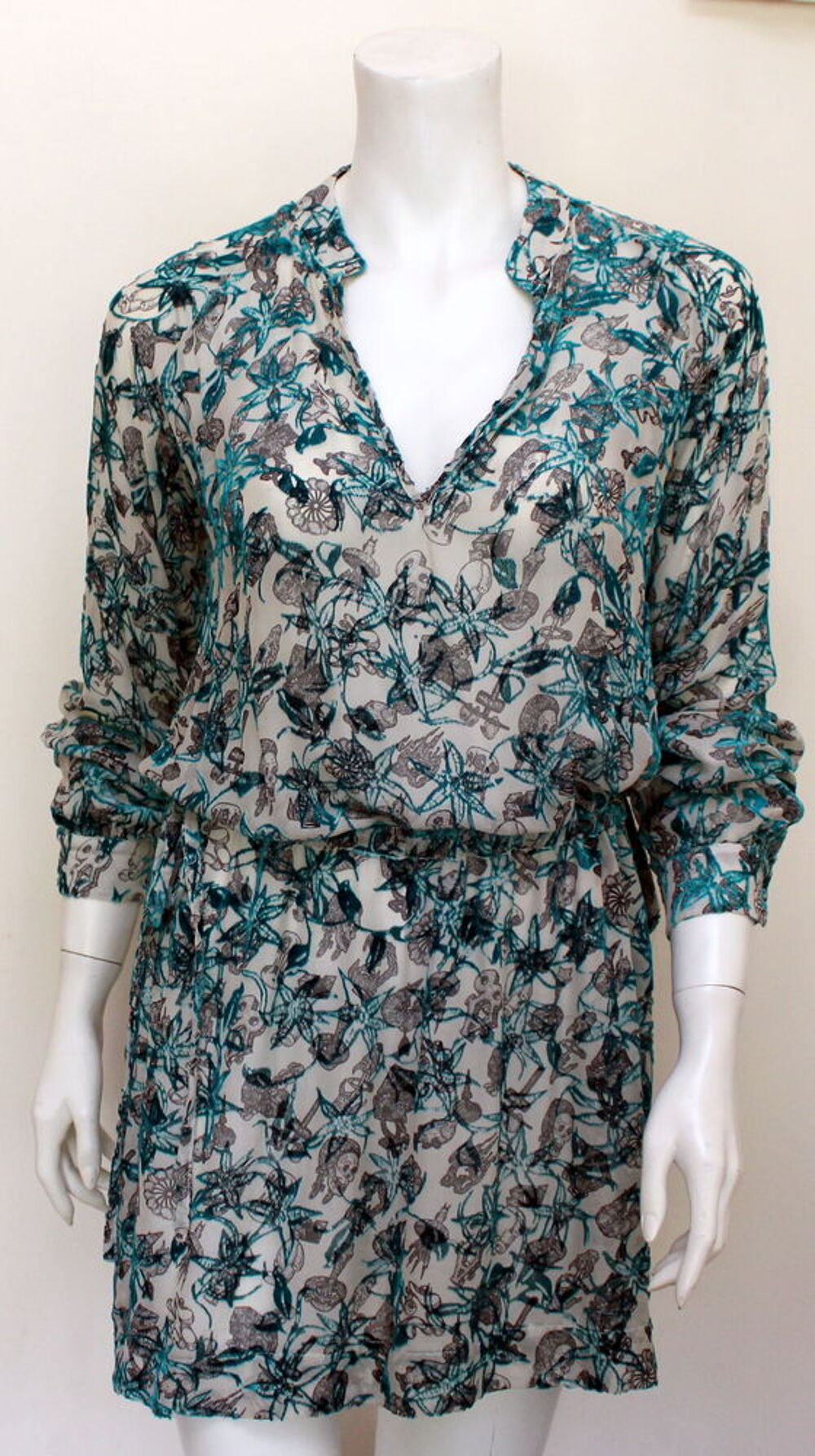Robe motifs bleu velours turquoise ZADIG &amp; VOLTAIRE T. M Vêtements