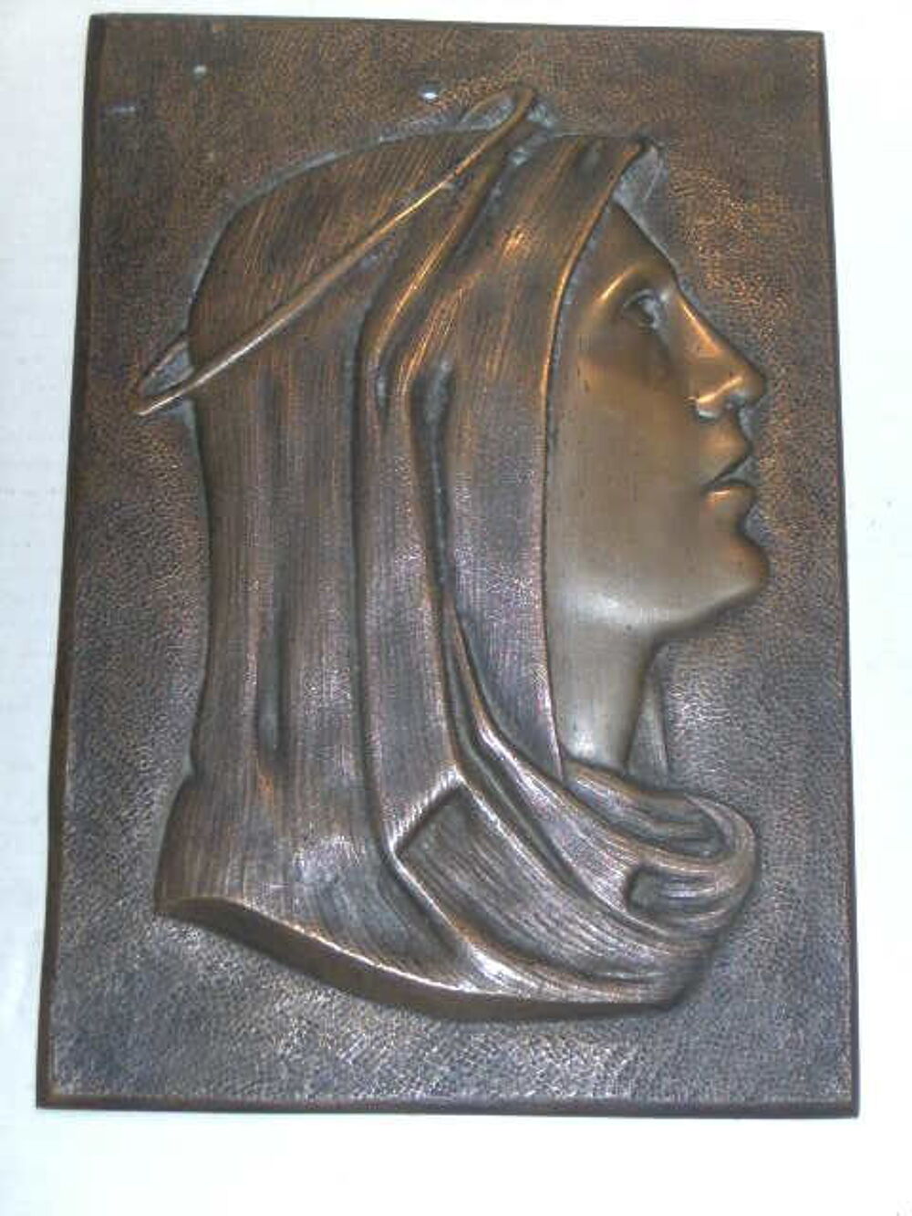 Plaque en Bronze portrait de la vierge Marie 