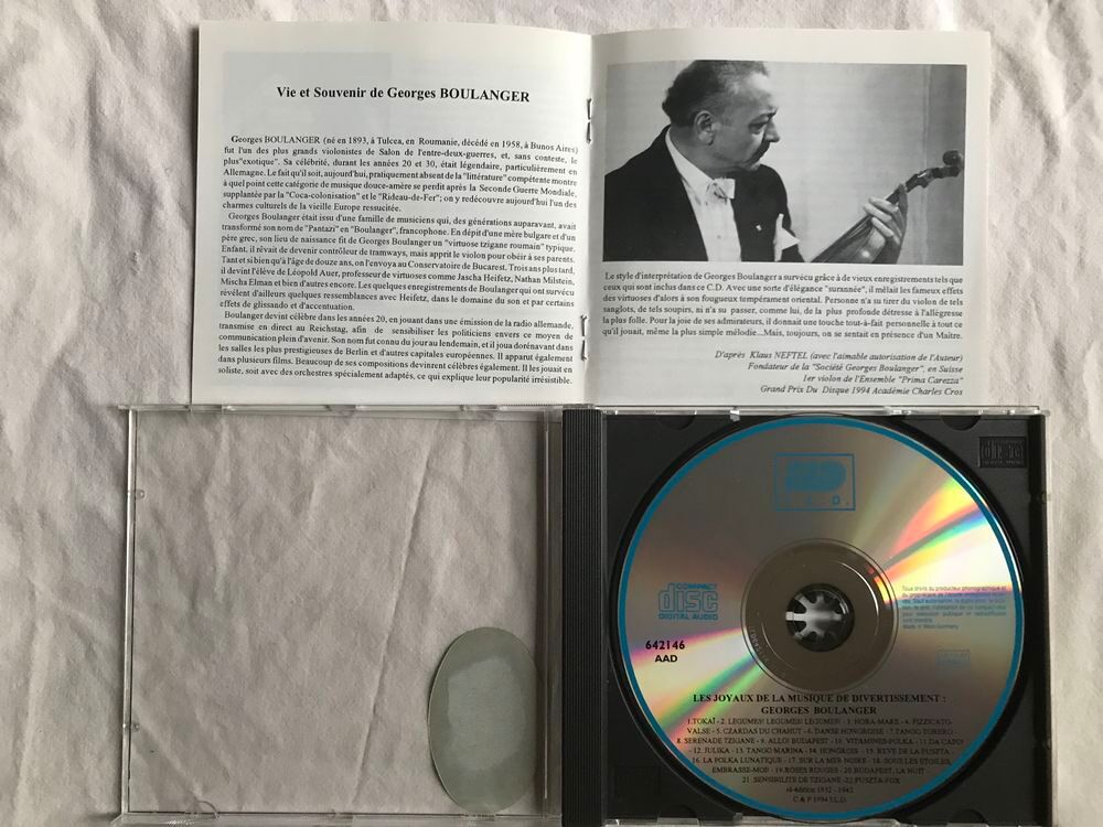 CD Georges Boulanger Virtuose Du Violon Tzigane Grand Prix CD et vinyles