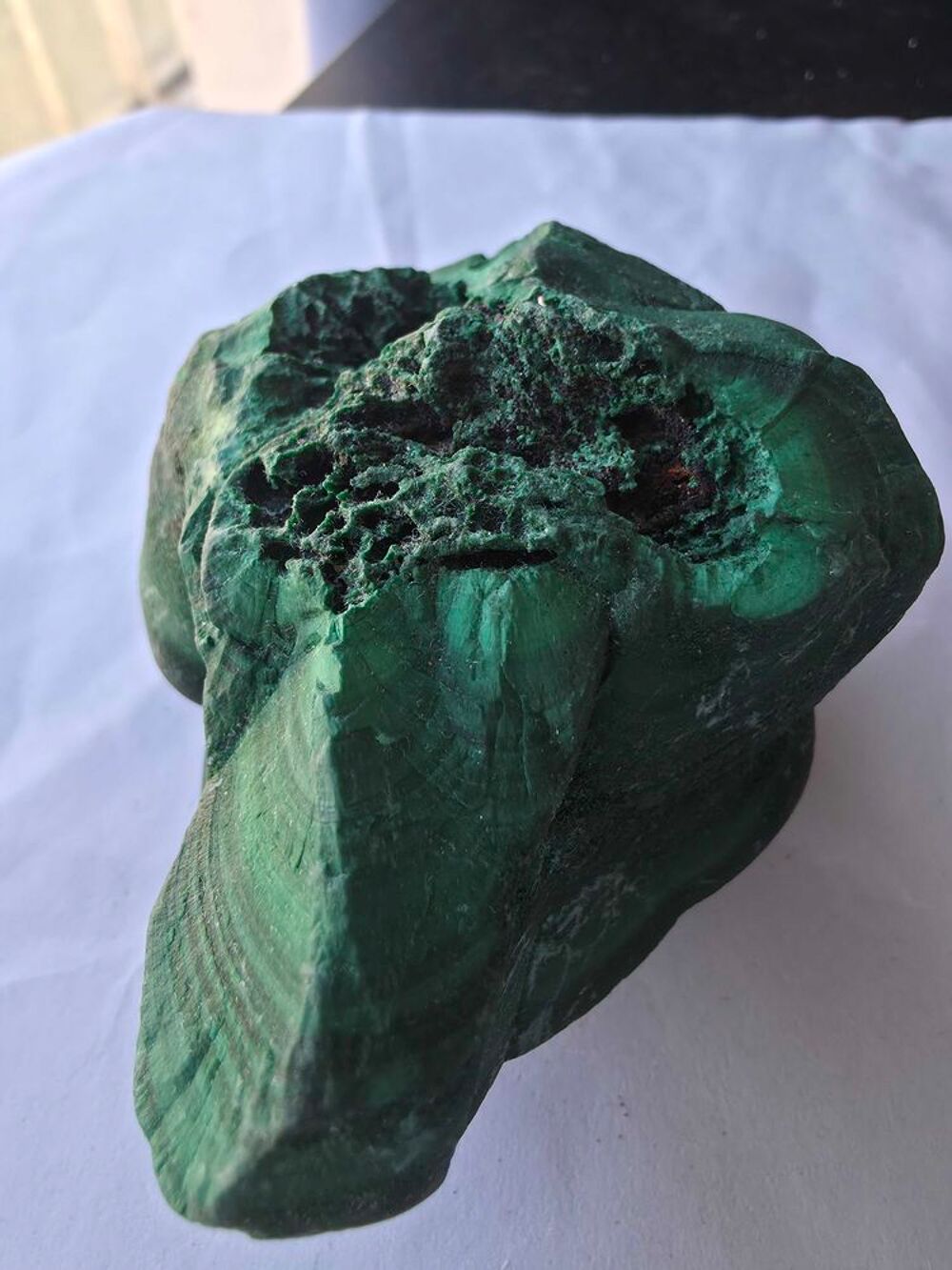 Min&eacute;ral Rare : Malachite Botryoidale Velout&eacute;e RDC 435g Collection 