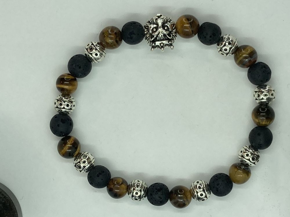 Bracelet pour Homme en v&eacute;ritable pierres semi-pr&eacute;cieuses &laquo;&nbsp;Protection et Courage&nbsp;&raquo; Bijoux et montres