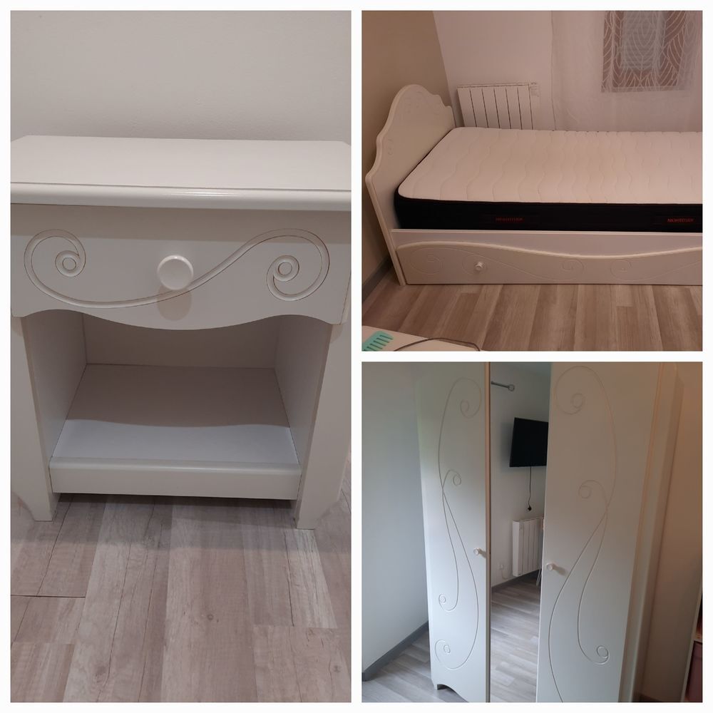 Lit 90&times;190cm+ armoire + table de chevet Mobilier enfants