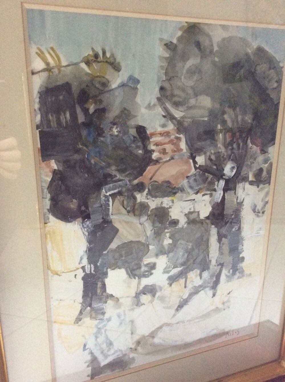 Risos Jean Pierre (1934-1992) Oliviers &agrave; Ibiza gouache aquar Décoration
