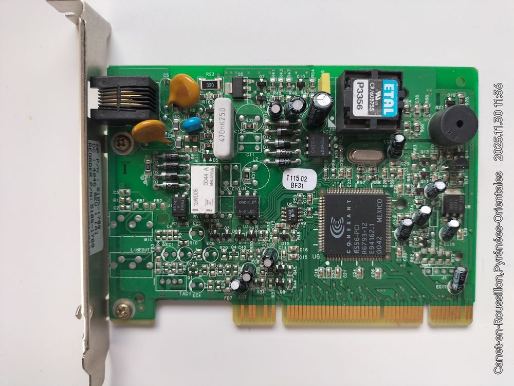 Carte Modem/Fax "&nbsp;Vintage&nbsp;" H.P Aztech en slot PCI 56 Kbit/s Matériel informatique