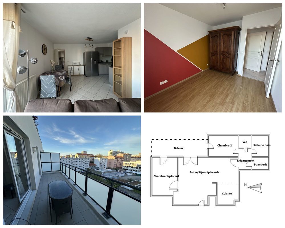 Vente Appartement T3 lumineux avec balcon Villeurbanne - garage en supplément Villeurbanne