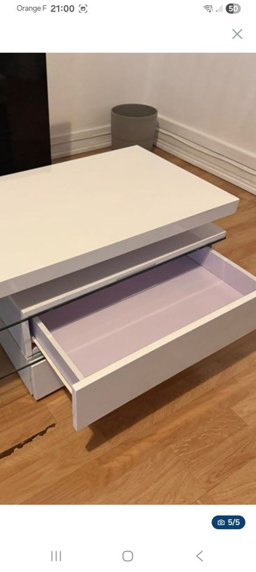 Meuble TV blanc laqu&eacute; 120x42x42cm Meubles