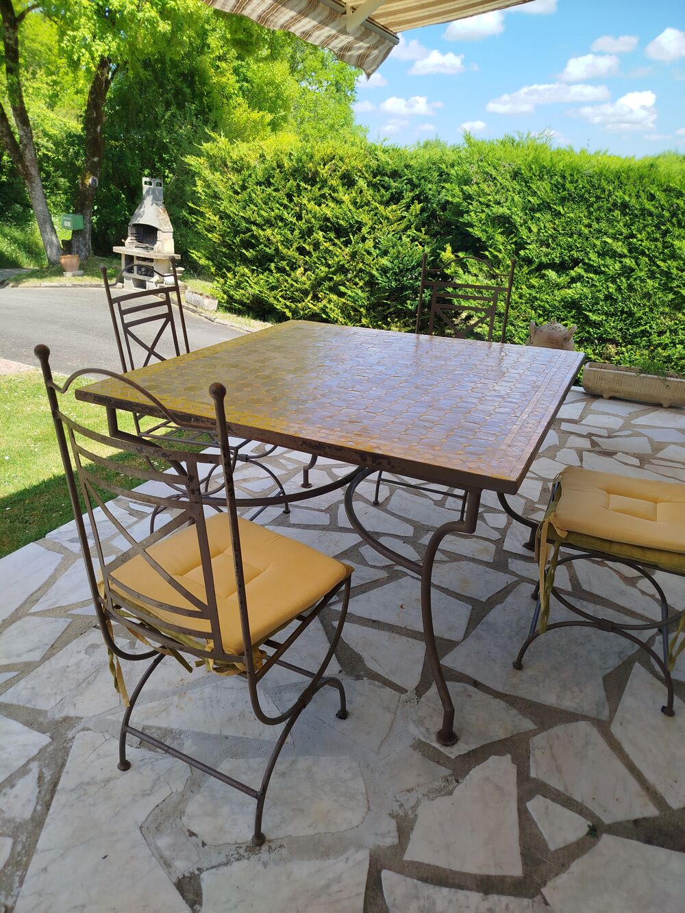 Table marocaine zellige et 4 chaises Jardin