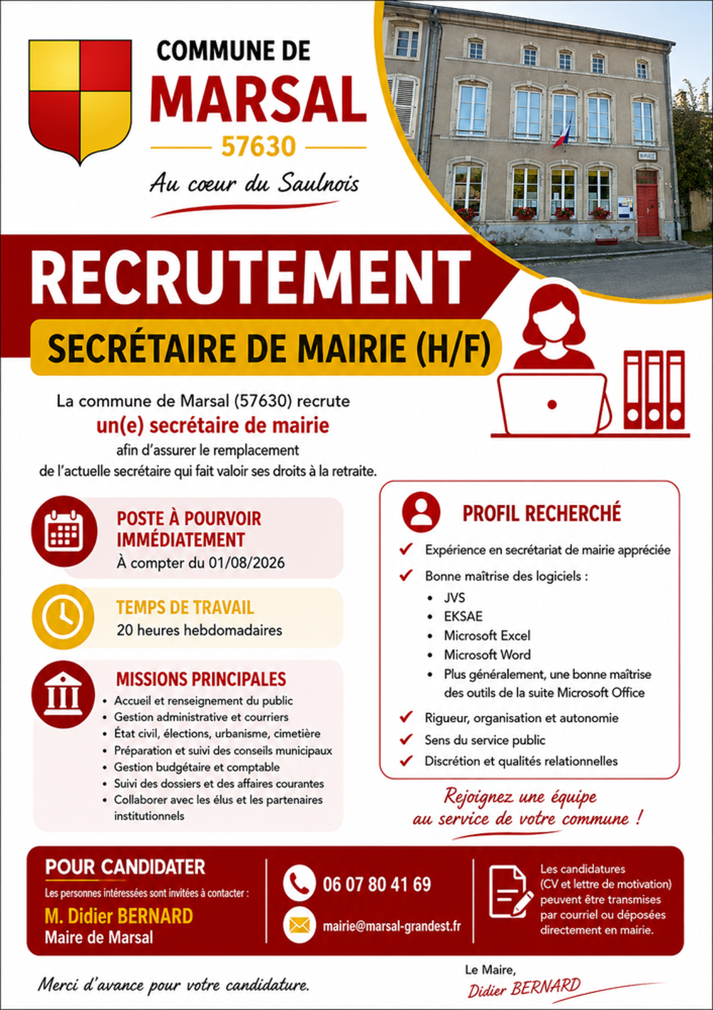   Recherche secrétaire de Mairie 