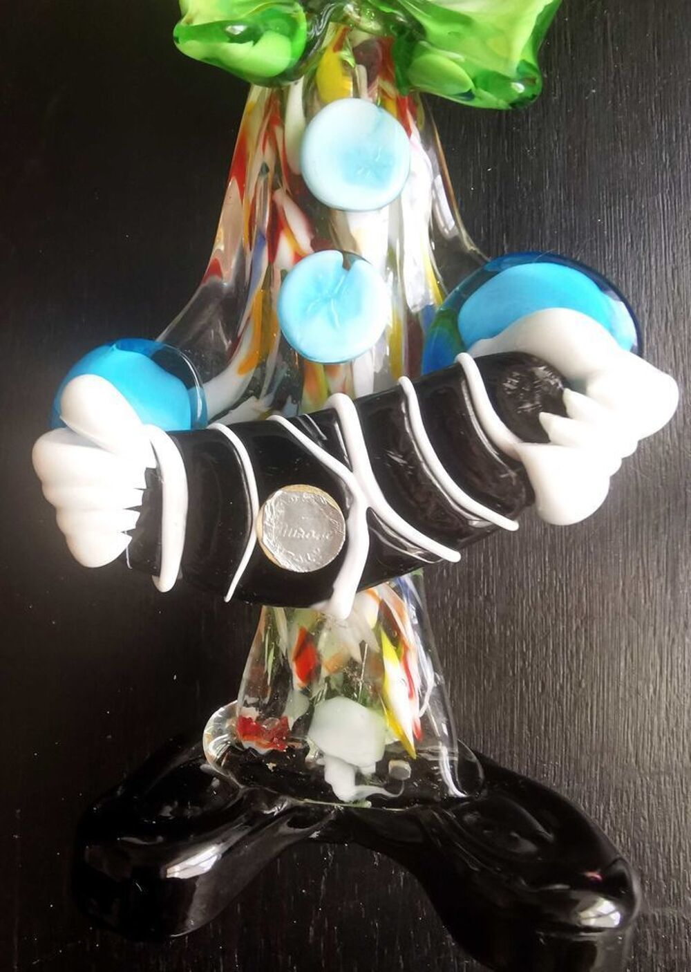 2 Clowns verrerie Murano (Venise) de 26 cm de haut Décoration