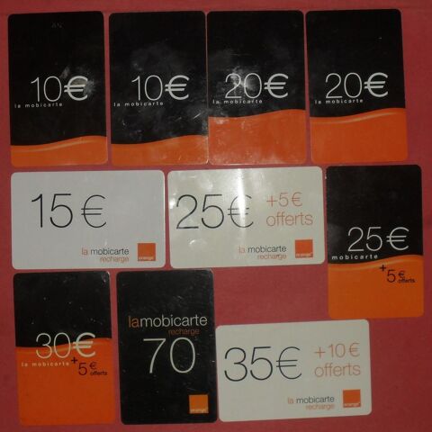 Lot de 10 rechargements Mobicartes Orange. 15 Montreuil (93)