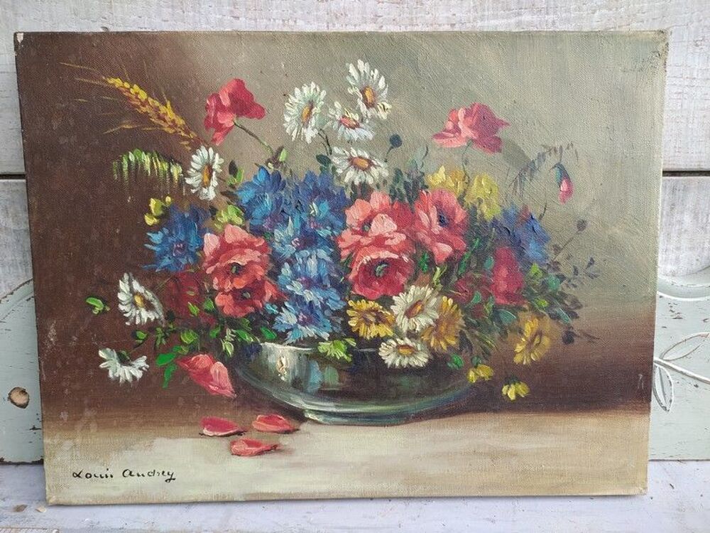 Tableau Bouquet de fleurs Printani&egrave;res Sign&eacute; Louis Andrey
