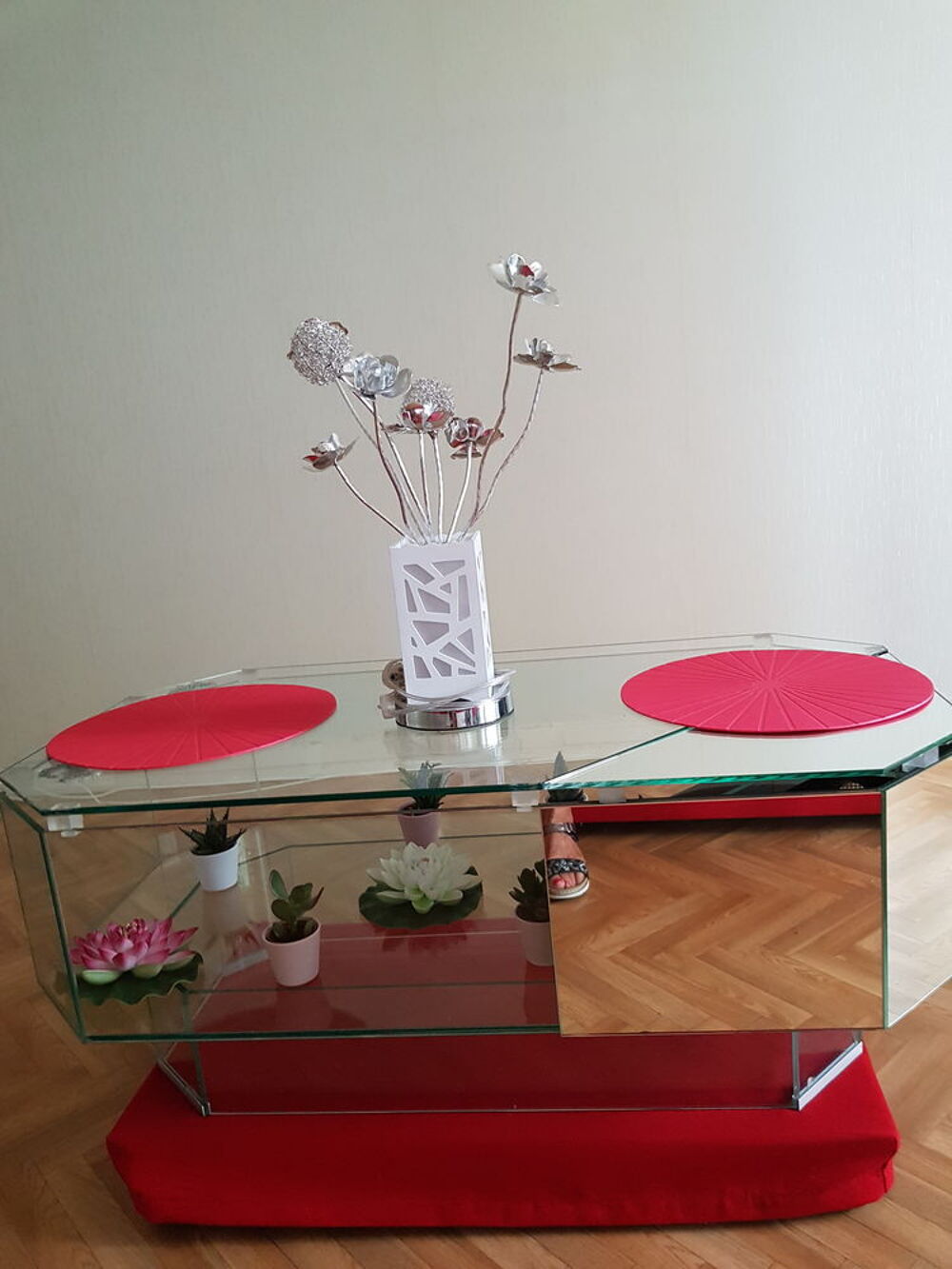 TABLE EN VERRE PLUS PLATEAU POUR LA D,EPLACEE Meubles