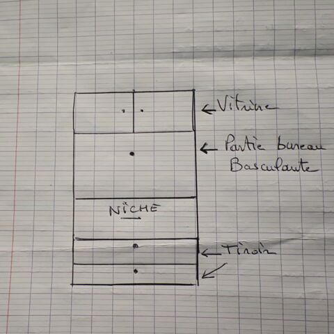 Meuble clair Bureau secr�taire vitrine en sapin 110 Oullins (69)