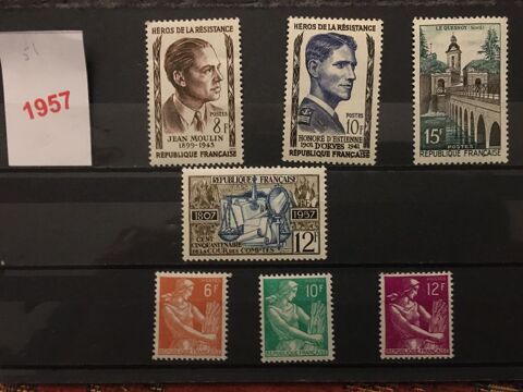 Timbres de collection de France Neufs **  1957 1 Lyon 7 (69)