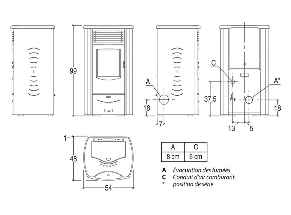 Po&ecirc;le &agrave; granul&eacute;s marque SUPERIOR Monia + conduit Electroménager