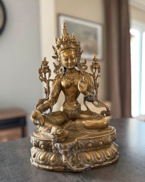 Grande Statuette Tara Verte en Laiton - Bouddhisme Tib�tain 350 Ytrac (15)
