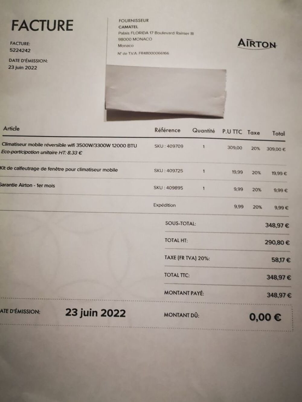 Climatiseur mobile r&eacute;versible neuf Electromnager