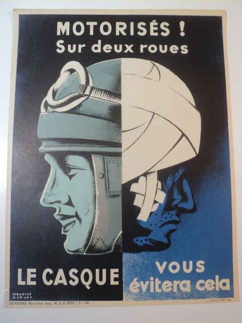Ancienne Affiche Sécurité SNCF Motorisés ! sur deux roues .. 50 Loches (37)