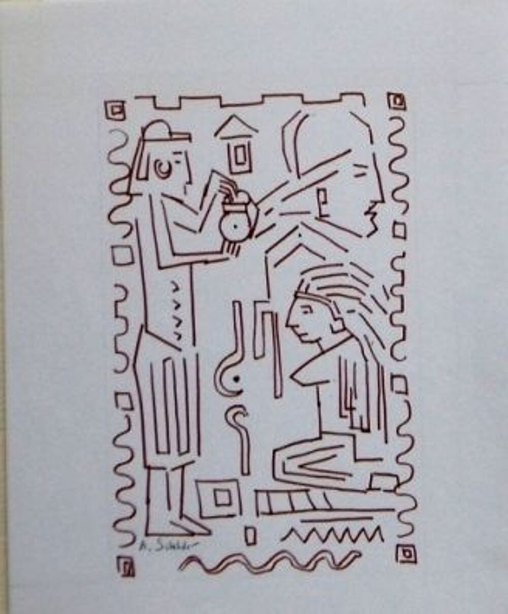 A SCHELDER CUBISME DESSINS FEUTRE lot B de 6 dessins 