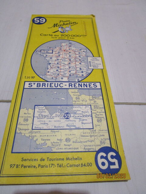  carte MICHELIN N� 59 ST BRIEU RENNES
Etat moyen
envoi par 3 Chanteloup-en-Brie (77)