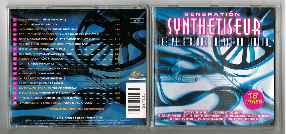 GENERATION SYNTHETISEUR -CD- LES PLUS BEAUX THEMES DU CINEMA CD et vinyles