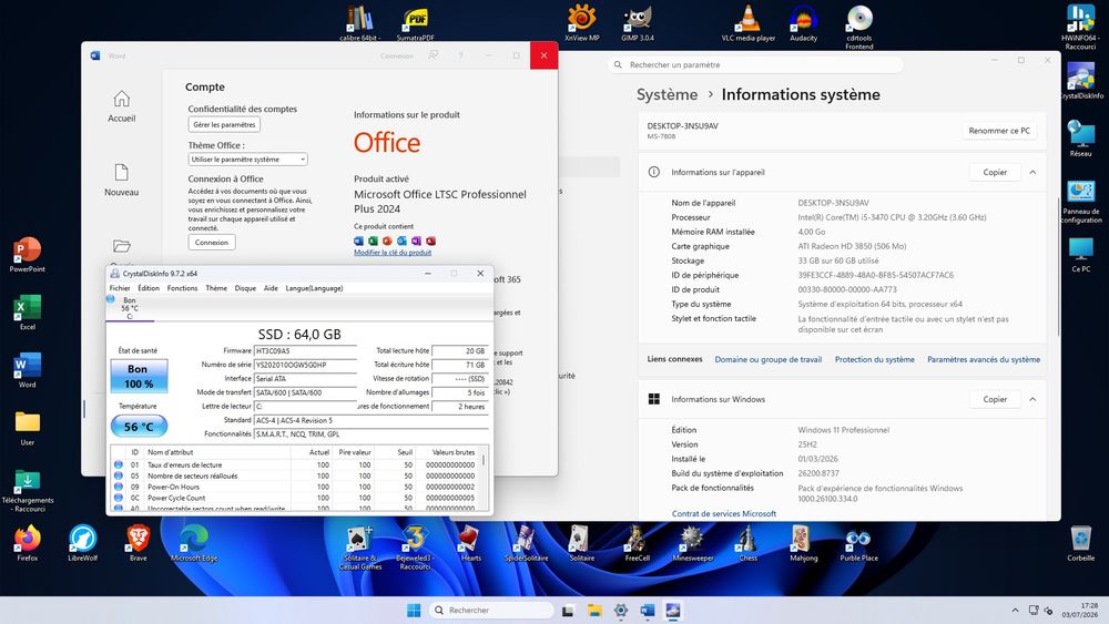 Ordinateur PC - Windows 11 25H2 - SSD neuf Matériel informatique