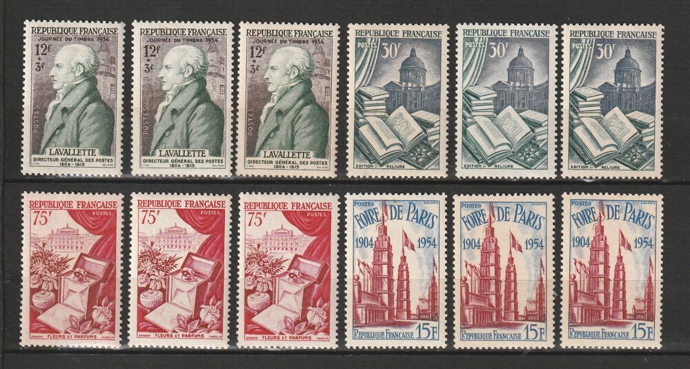 Timbres Neufs ANNEE 1954 en triple 