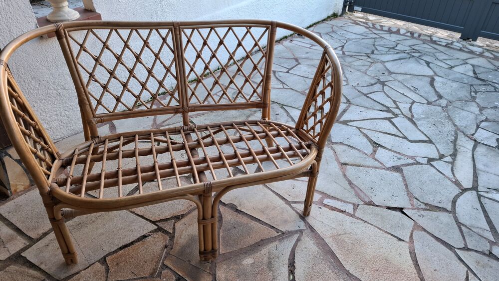 fauteuil 2 places rotin vintage Meubles