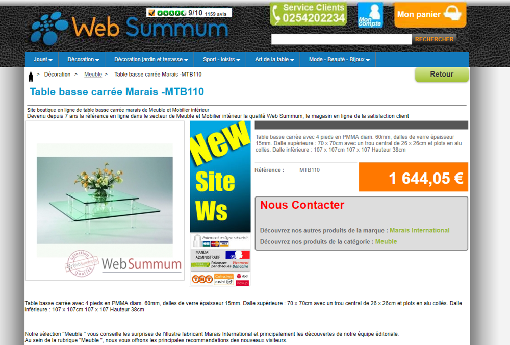 MARAIS INTERNATIONAL MTB110 ? Exceptionnelle table basse Meubles