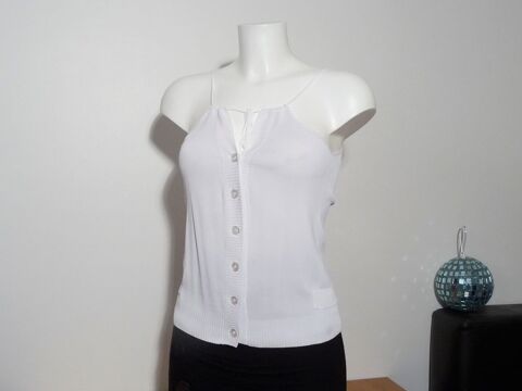 Top/ Tee Shirt Blanc � Fines Bretelles et Lien � Nouer- Ange 12 Paris 15 (75)