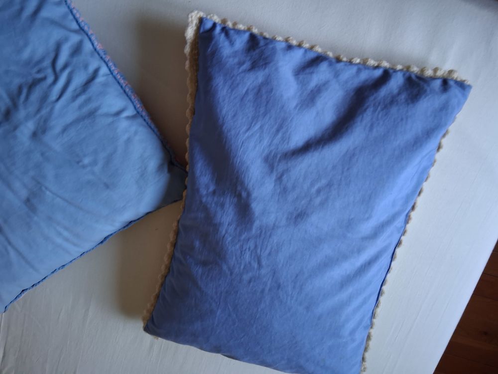 lot de 2 coussins vintage fait main au crochet en laine Décoration