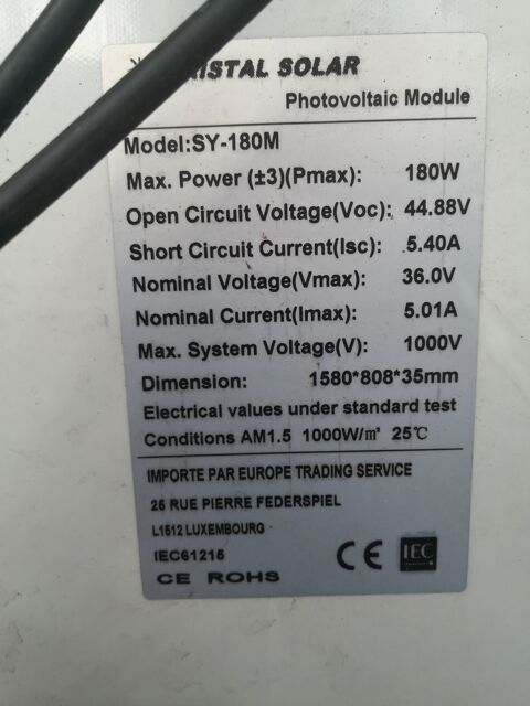 Panneaux solaires 180w 30 Chassiers (07)