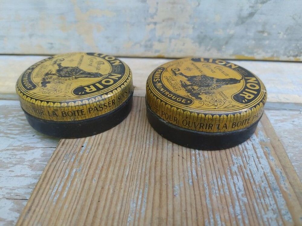 Trois Anciennes Boites Publicitaires Cirage Lion Noir 