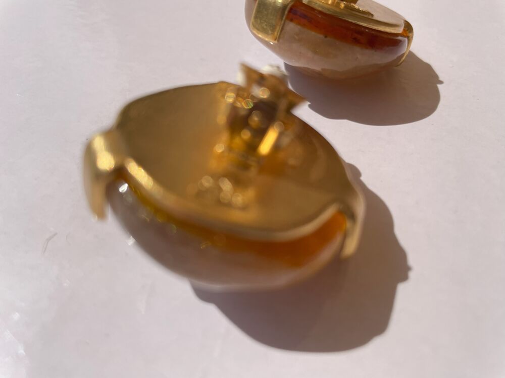 BO Clip dor&eacute;e r&eacute;sine orange iris&eacute; ANTIGONA Bijoux et montres