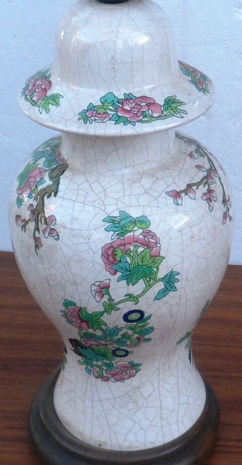 Lampe de chevet en fa�ence de Moustier craquel�e fonctionne 20 Castries (34)