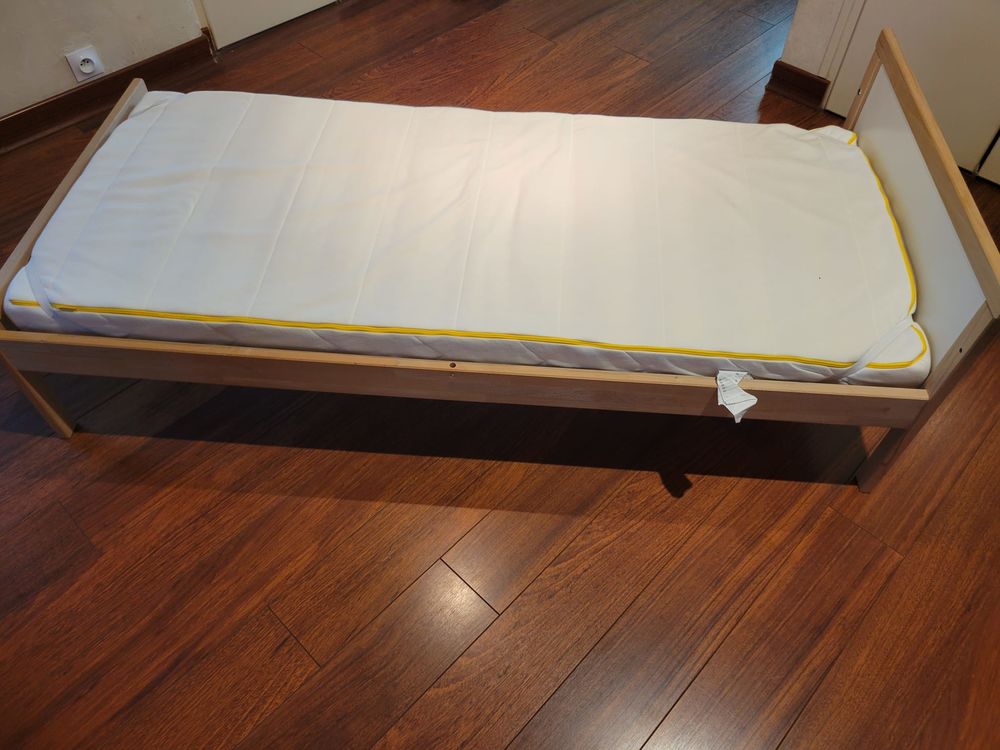 2 Lits enfants 70x160 cm bois Sauthon + Sommiers et Matelas Mobilier enfants