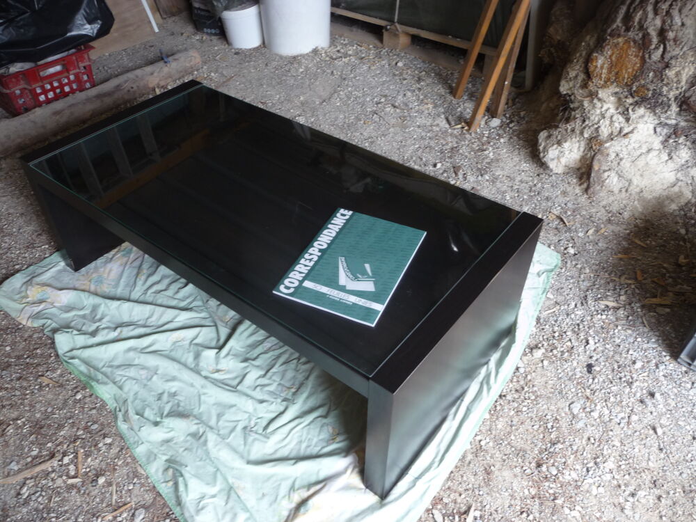 Table basse bois dessus verre Meubles