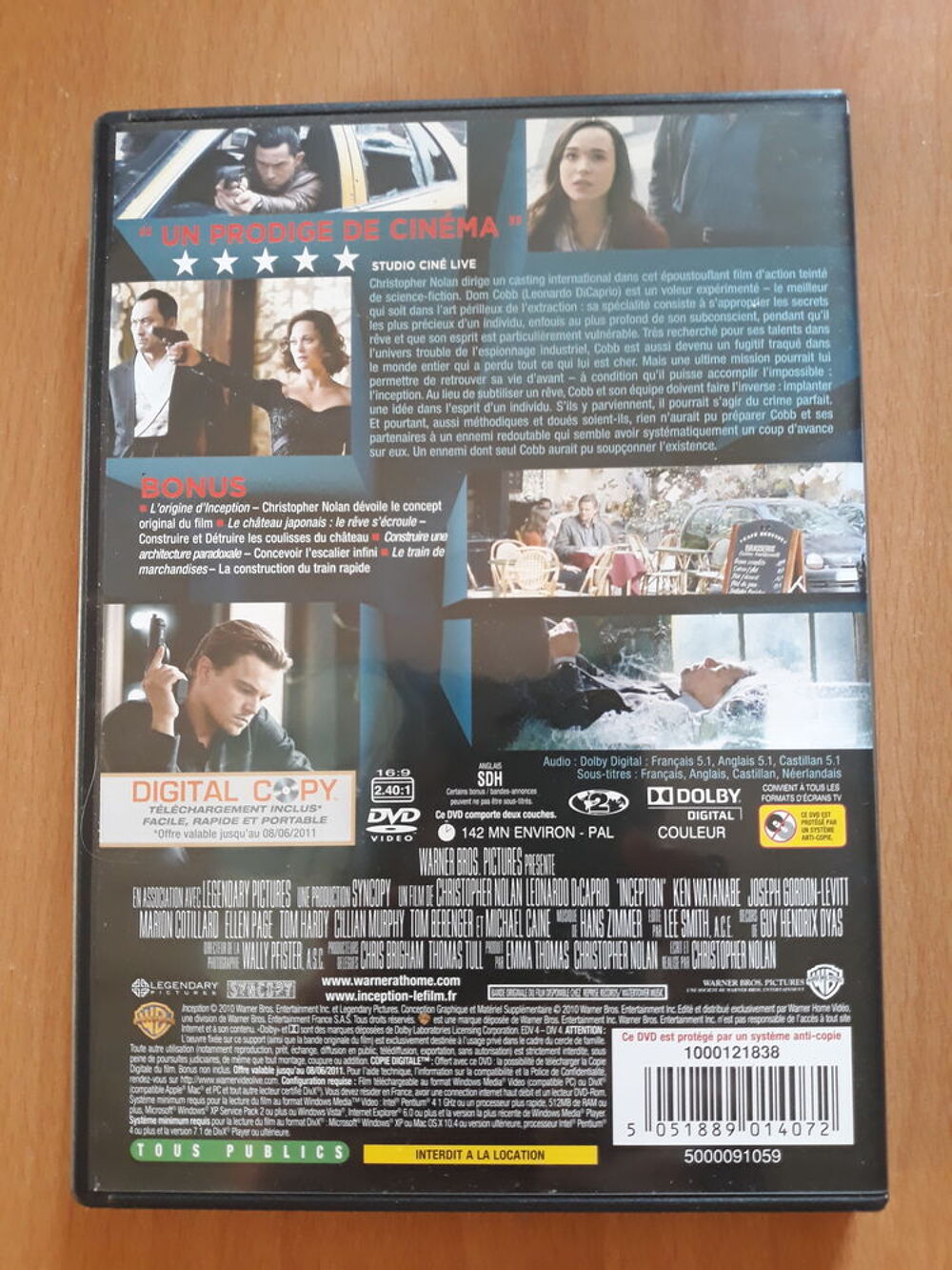 DVD "Inception" - avec L&eacute;onardo Di Caprio DVD et blu-ray