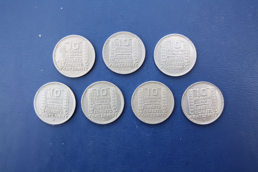 Les 7 pi&egrave;ces de monnaies de 10 Francs Turin Petite T&ecirc;te 
