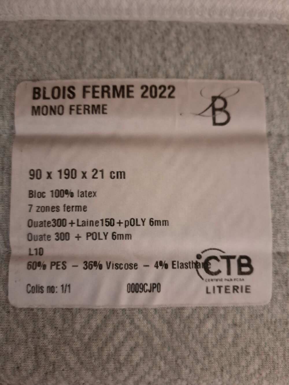 Matelas en Latex &quot;Blois&quot; 90x190 France literie Meubles