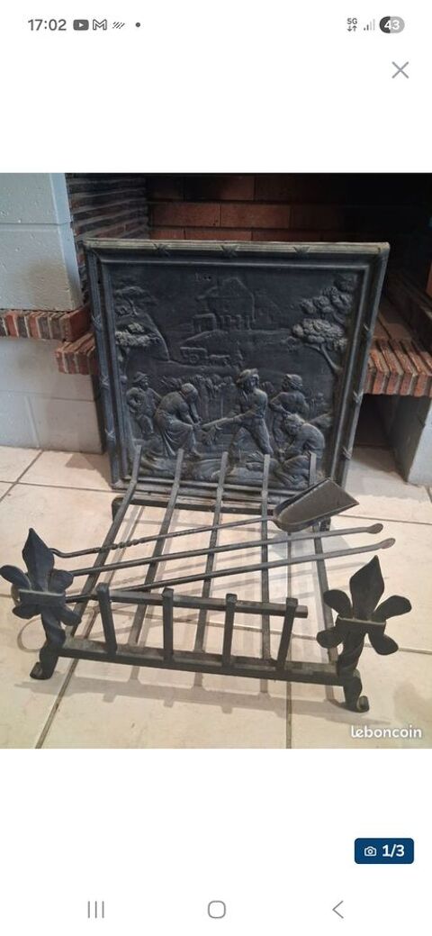 Plaque de cheminée en fonte + accessoires Ailly-sur-Somme (80)