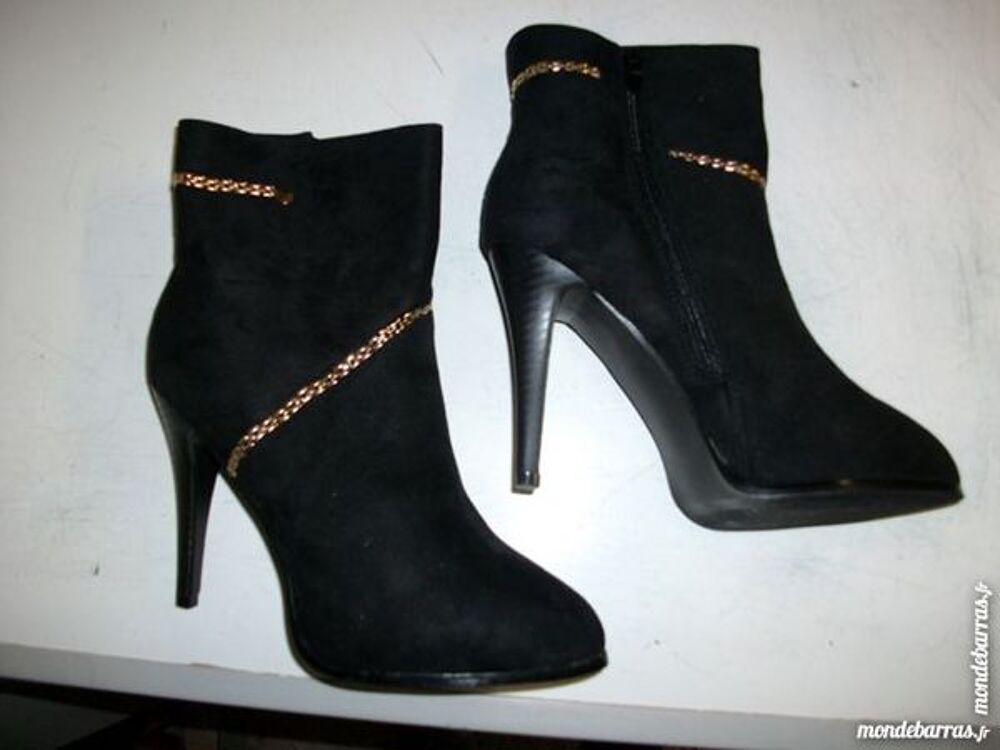 Bottines fourr&eacute;es Noir filamant dor&eacute; -12 cm- pt 40 Chaussures