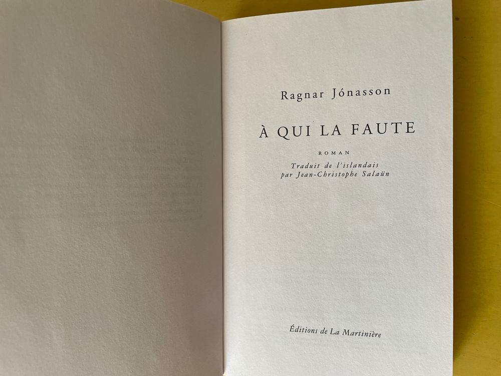 Livre A Qui La Faute - Ragnar J&oacute;nasson _ Livres et BD