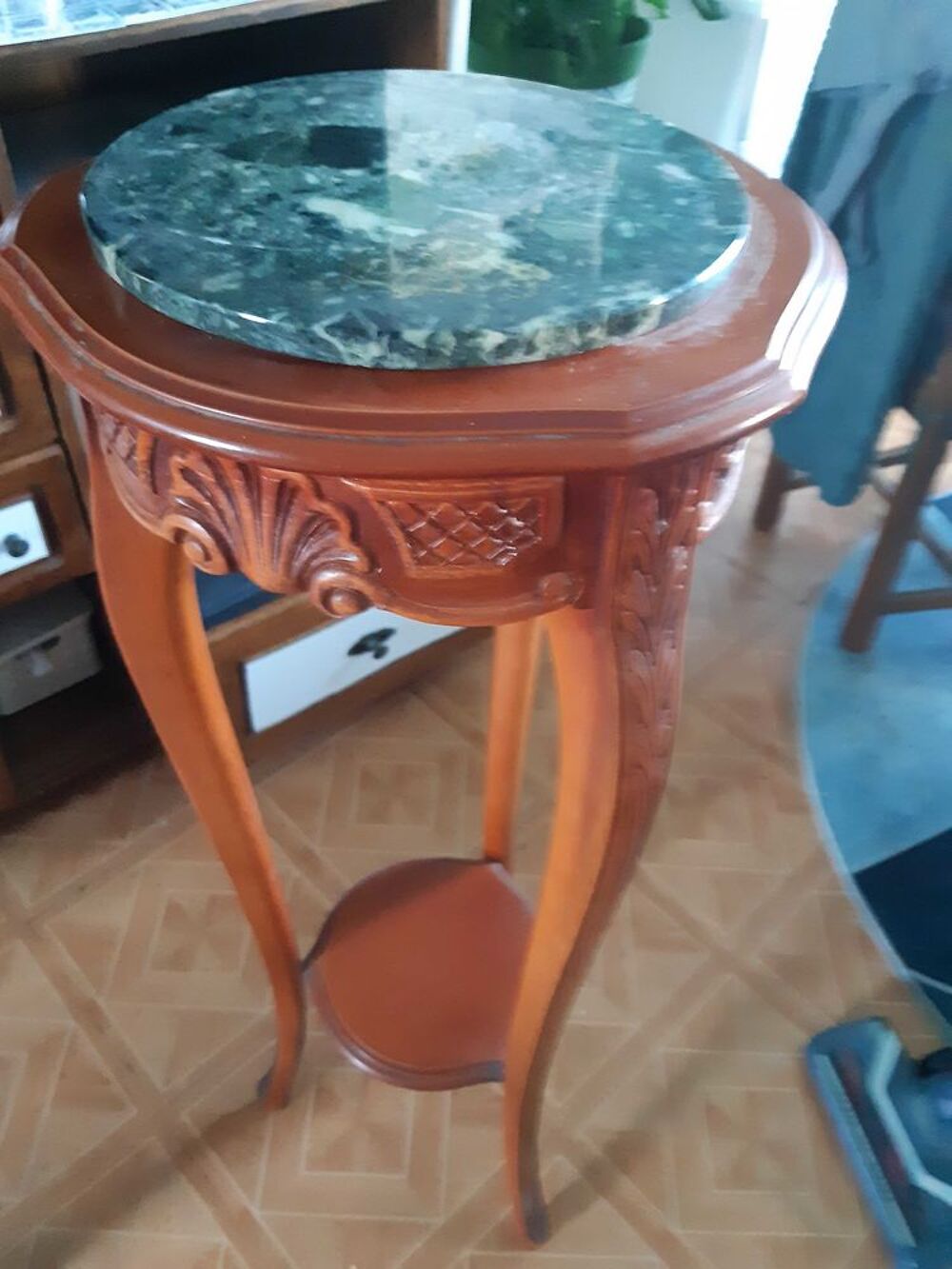 tr&egrave;s jolie console en merisier et marbre vert Décoration