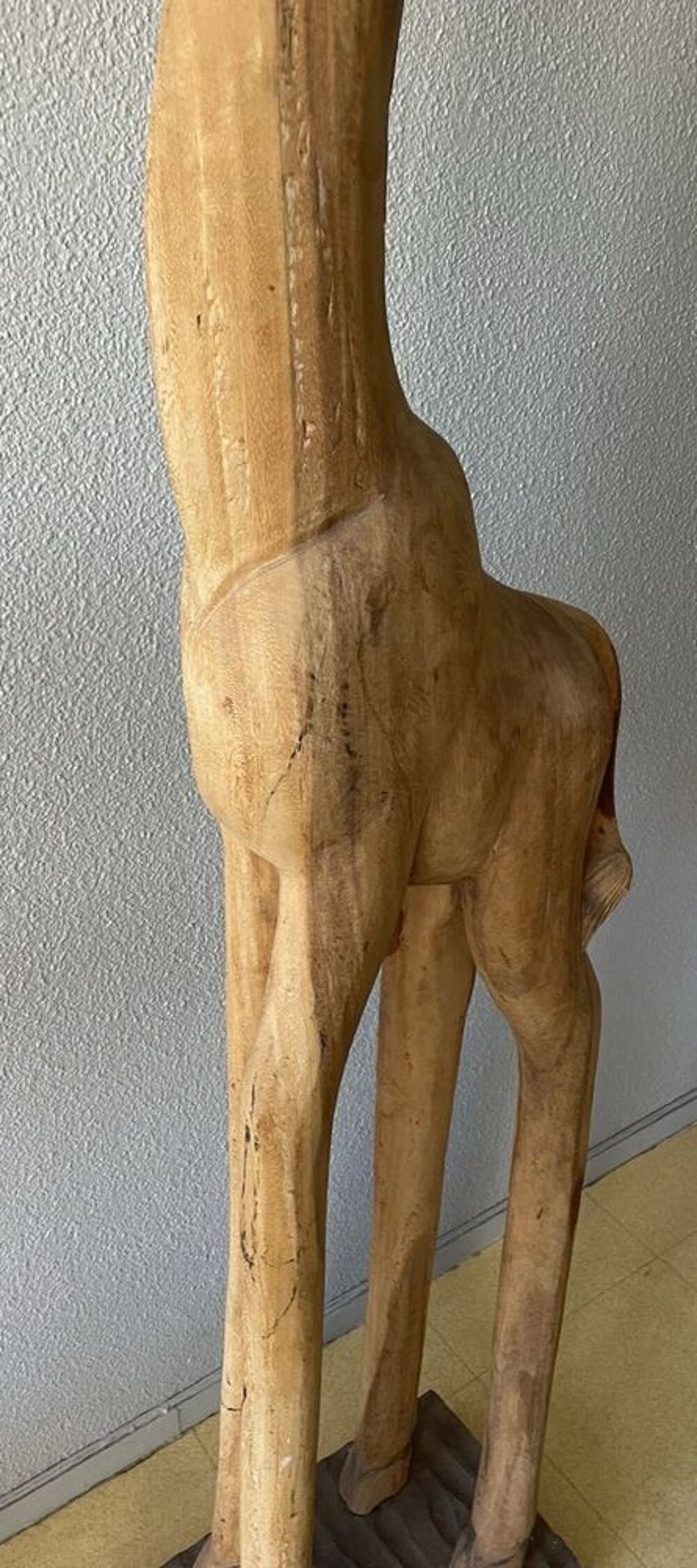 Grande Sculpture D&eacute;coration Girafe En Bois Exotique 200cm Décoration