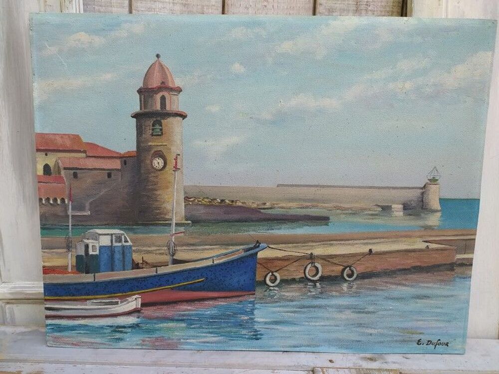 Tableau Marine Phare de Collioure Sign&eacute; Dufour Décoration