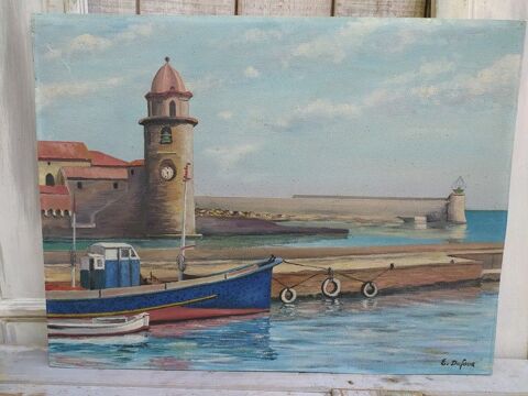 Tableau Marine Phare de Collioure Signé Dufour 80 Collioure (66)