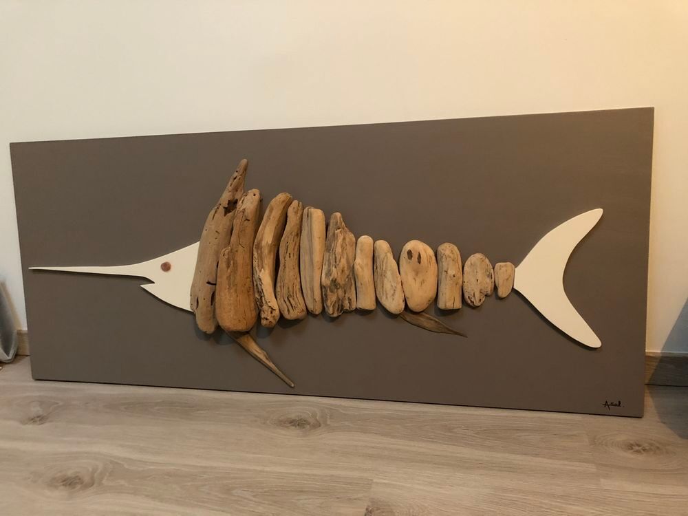 tableau artisanal bois flott&eacute; Décoration
